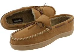 Clarks Men Warm Cozy Slip On Moccasin Winter Slippers Rudy