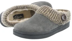 Clarks Women's Knitted Collar Clog Winter Slippers Angelina