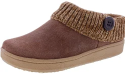 Clarks Women's Knitted Collar Clog Winter Slippers Angelina