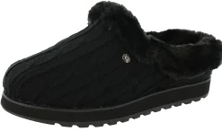 Skechers Women Wide Width Furry Cozy Open Back Slippers Ice Angel